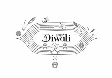 Roket havai fişek dizaynlı Mutlu Diwali metinleri. Satış Posteri Sancak Vektörü illüstrasyonu.