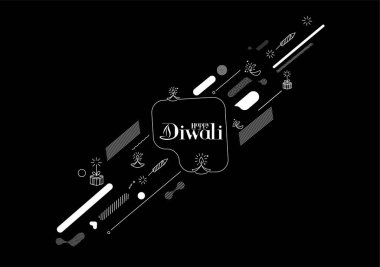 Roket havai fişek dizaynlı Mutlu Diwali metinleri. Satış Posteri Sancak Vektörü illüstrasyonu.