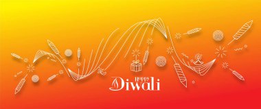 Roket havai fişek dizaynlı Mutlu Diwali metinleri. Satış Posteri Sancak Vektörü illüstrasyonu.