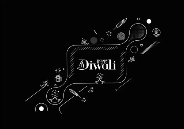 Joyeux Texte Diwali Avec Design Pétards Fusée Vente Affiche Bannière — Image vectorielle