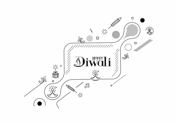Texto Diwali Feliz Com Design Fogos Artifício Rocket Venda Poster —  Vetores de Stock
