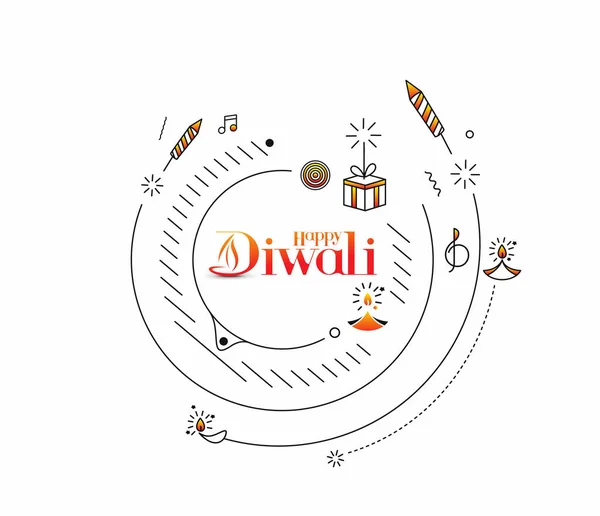 Happy Diwali Tekst Met Rocket Vuurwerk Ontwerp Sale Poster Banner — Stockvector