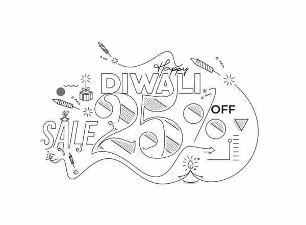 Glücklicher Diwali Text Mit Raketen Feuerwerk Design Verkauf Poster Banner — Stockvektor