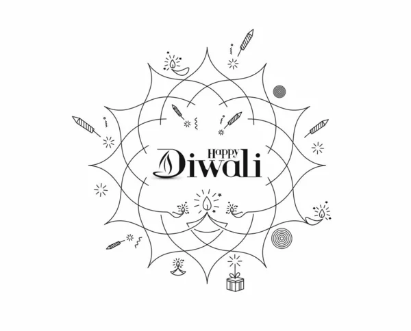 Glad Diwali Text Med Rocket Smällare Design Försäljning Affisch Banner — Stock vektor