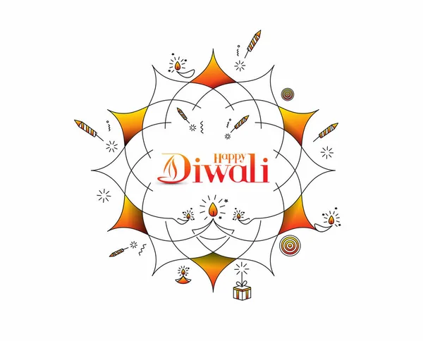 Glücklicher Diwali Text Mit Raketen Feuerwerk Design Verkauf Poster Banner — Stockvektor