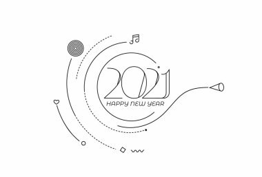 Mutlu yıllar 2021 Metin Tasarım Paterni, Vektör illüstrasyonu.