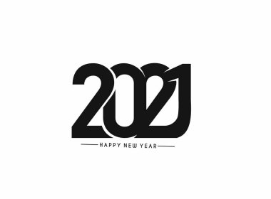 Mutlu yıllar 2021 Metin Tasarım Paterni, Vektör illüstrasyonu.