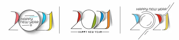 Conjunto Feliz Año Nuevo 2021 Texto Tipografía Diseño Patter Vector — Archivo Imágenes Vectoriales