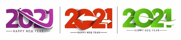 Conjunto Feliz Año Nuevo 2021 Texto Tipografía Diseño Patter Vector — Archivo Imágenes Vectoriales