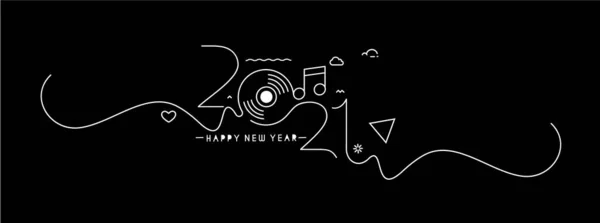 Happy New Year 2021 Text Typography Design Patter Vector Illustration — 스톡 벡터