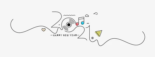 Happy New Year 2021 Text Typography Design Patter Vector Illustration — 스톡 벡터