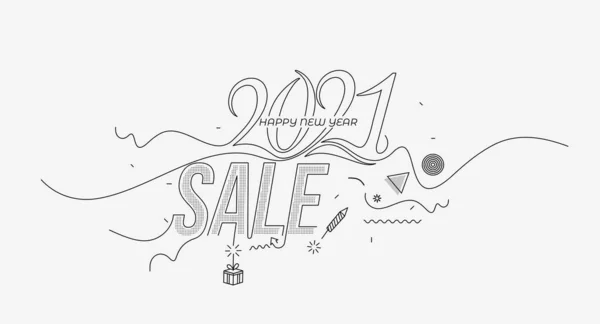 Happy New Year 2021 Sale Text Typography Design Patter Vector — Stock Vector