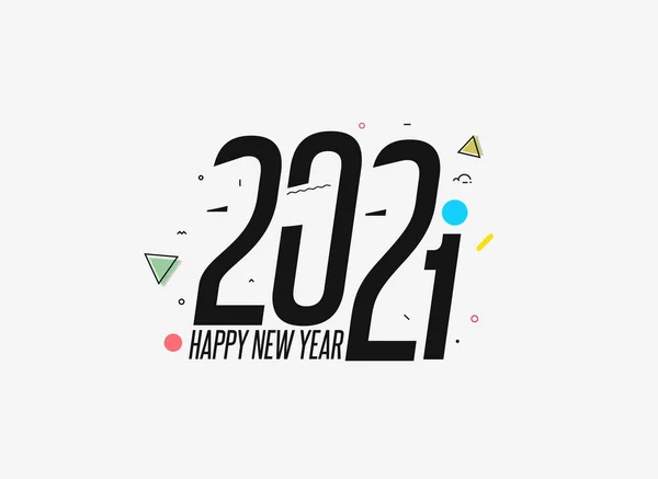 Happy New Year 2021 Text Typography Design Patter Vector Illustration — 스톡 벡터