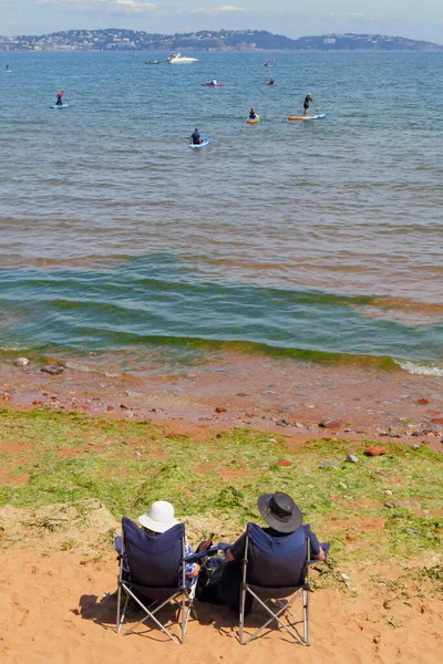 在南德文郡海岸享受暑假的人们 — 图库照片