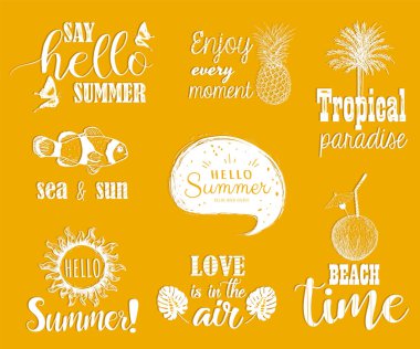 Merhaba yaz vektör set. 