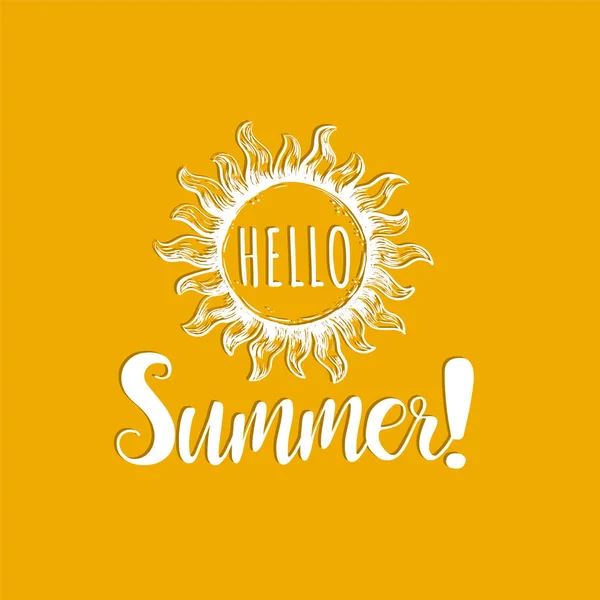 Bonjour Summer, lettrage à la main . — Image vectorielle