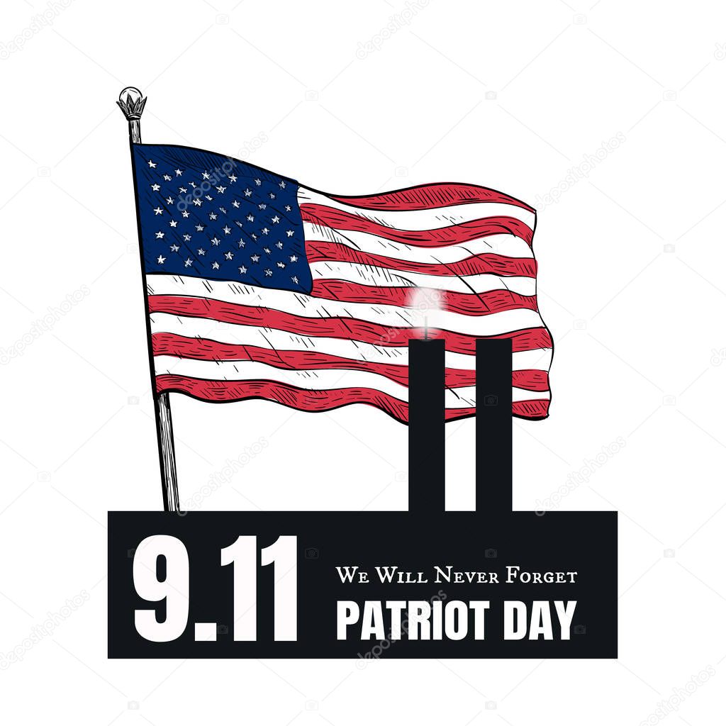 Patriot Day American Flag stripes background. 