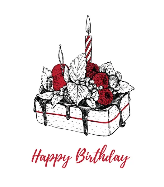 Gâteau avec une bougie anniversaire . — Image vectorielle