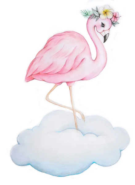 Flamingó akvarell illusztráció. — Stock Fotó