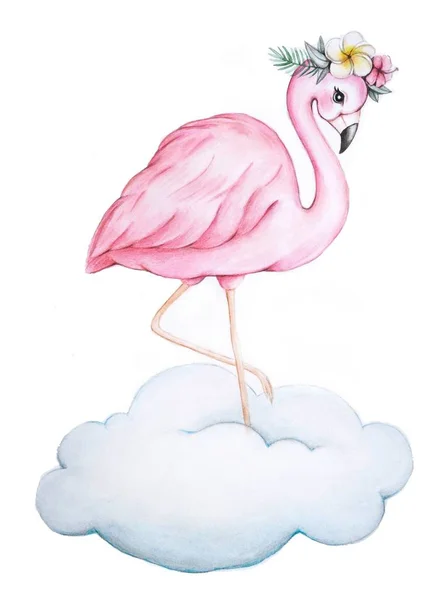 Flamingo akvarell illustration. — Stockfoto