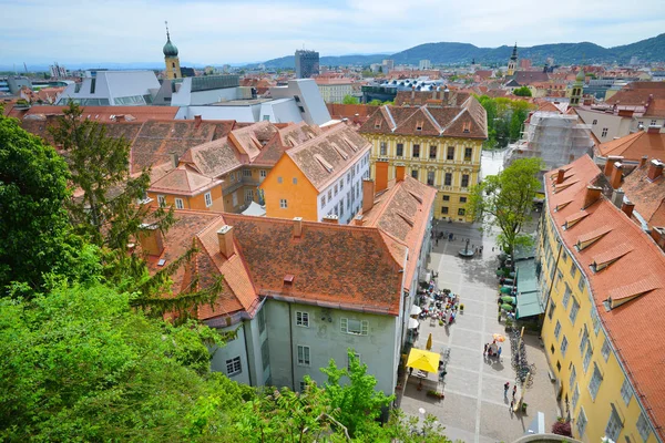 Graz Austria May City Graz Schlossberg Air View May 2018 — стоковое фото