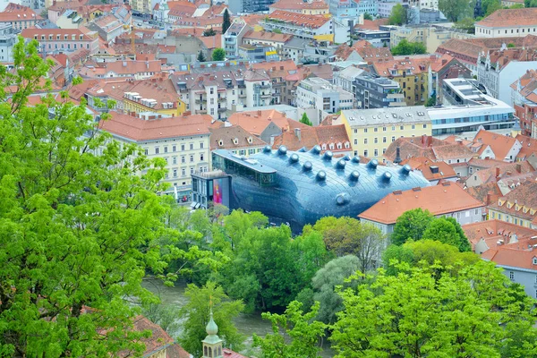 Graz Österrike Maj City Graz Från Schlossberg Flygfoto Den Maj — Stockfoto