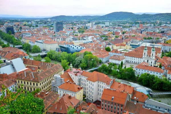Graz Österrike Maj City Graz Från Schlossberg Flygfoto Den Maj — Stockfoto