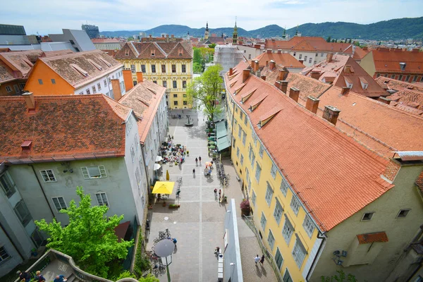 Graz Oesterreich Mai Strassenansicht Der Stadt Graz Vom Schlossberg Mai — Stockfoto
