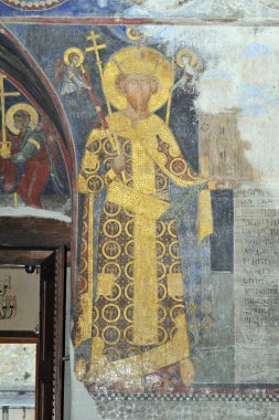 Despotovac, Sırbistan - Stefan Lazareviç, Ortaçağ Sırp Otrhodox Manastırı Manasija, kurucusu Eylül 13:Fresco resim üzerinde 13 Eylül. 2017. Despotovac, Sırbistan '