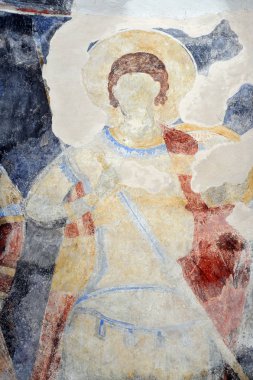Despotovac, Sırbistan - Holly savaşçı Ortaçağ Sırp Otrhodox Manastırı Manasija, Eylül 13:Fresco resim üzerinde 13 Eylül. 2017. Despotovac, Sırbistan '