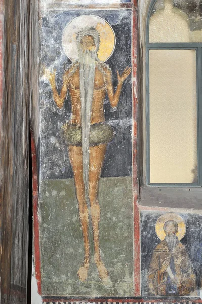 Musou Srbsko Září Fresco Malba Středověký Srbský Otrhodox Klášter Manasija — Stock fotografie