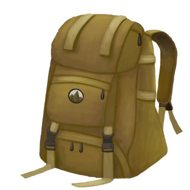 Yürüyüş sırt çantası simgesi, kırpma yolu dahil, illüstrasyon