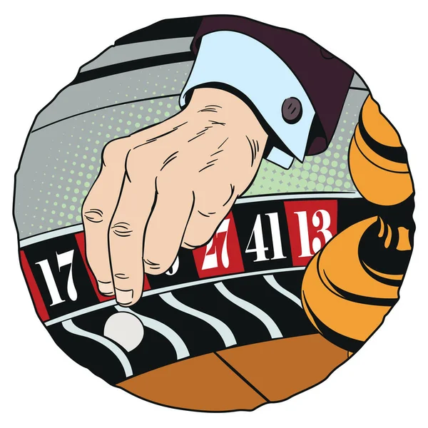 Illustration Croupier Main Avec Boule Blanche Dans Casino — Image vectorielle