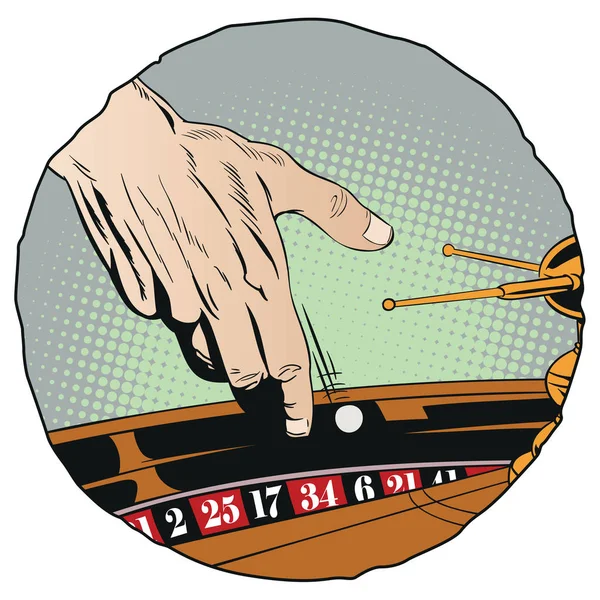 Ilustración Stock Mano Más Croupier Con Bola Blanca Casino — Vector de stock