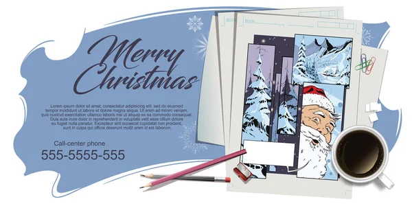 ストック イラスト レトロなスタイルのポップアートとビンテージ広告の人々 コラージュをテーマにクリスマスと新年 — ストックベクタ
