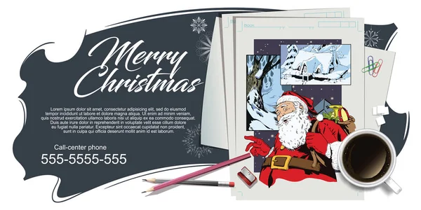 股票插图 复古风格流行艺术和复古广告的人 在主题圣诞节和新年拼贴画 — 图库矢量图片