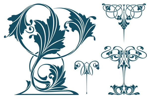 矢量植物小插曲的标签 纹身和其他设计 — 图库矢量图片