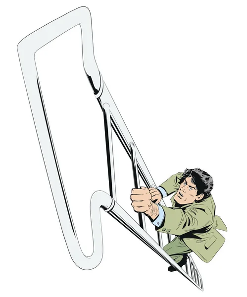 Иллюстрация Запасов Бизнесмен Поднимается Лестнице Указательная Стрелка — стоковый вектор