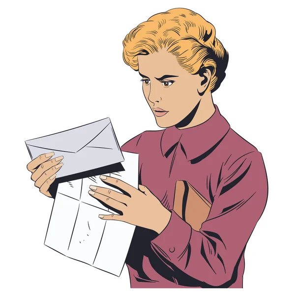 Illustration Fille Avec Lettre — Image vectorielle