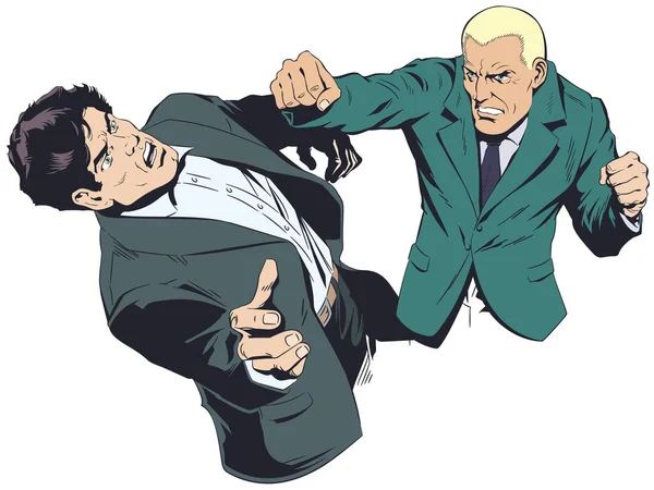 Concept d'entreprise de deux hommes d'affaires se battant . — Image vectorielle
