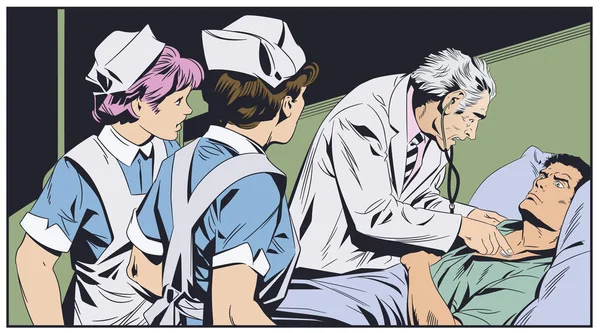 Médecin âgé examine l'homme. Illustration de stock . — Image vectorielle