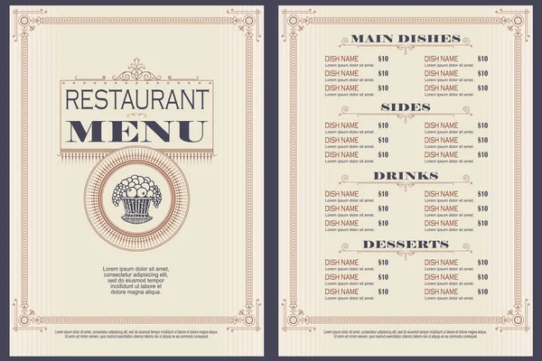 Template cafe or restaurant menu. — Stock Vector