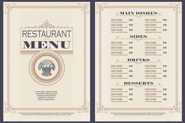 Template cafe or restaurant menu.