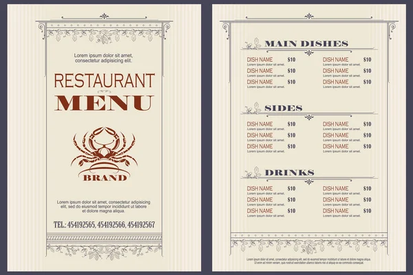 模板咖啡厅或餐厅菜单. — 图库矢量图片