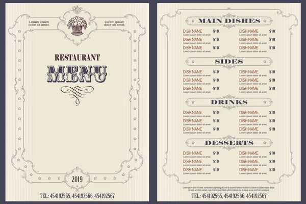 Template café of restaurant menu. — Stockvector