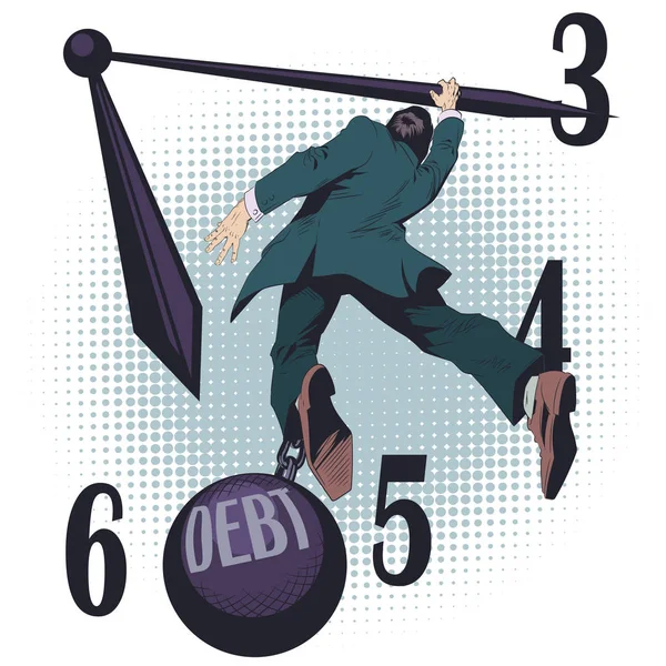 Hombre de negocios con deudas. Ilustración general . — Vector de stock