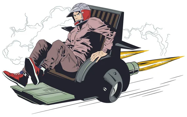 Un homme dans un fauteuil spatial. Illustration de stock . — Image vectorielle