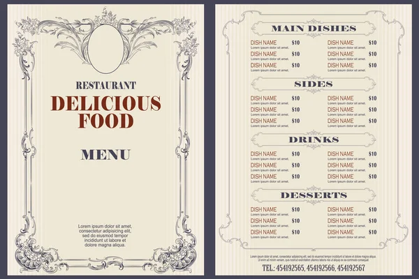 Modelo de café ou restaurante menu . — Vetor de Stock