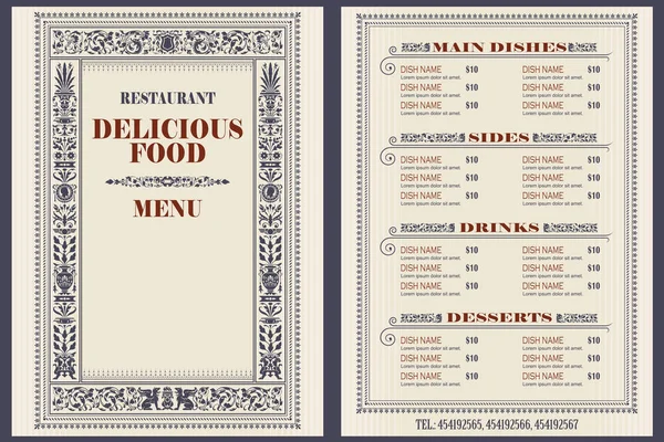 Modèle de menu café ou restaurant . — Image vectorielle