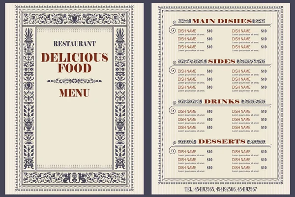 Modelo de café ou restaurante menu . — Vetor de Stock